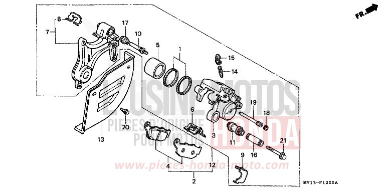 REAR BRAKE CALIPER for Africa Twin 750 SPACE BLUE (PB136I) from 1994